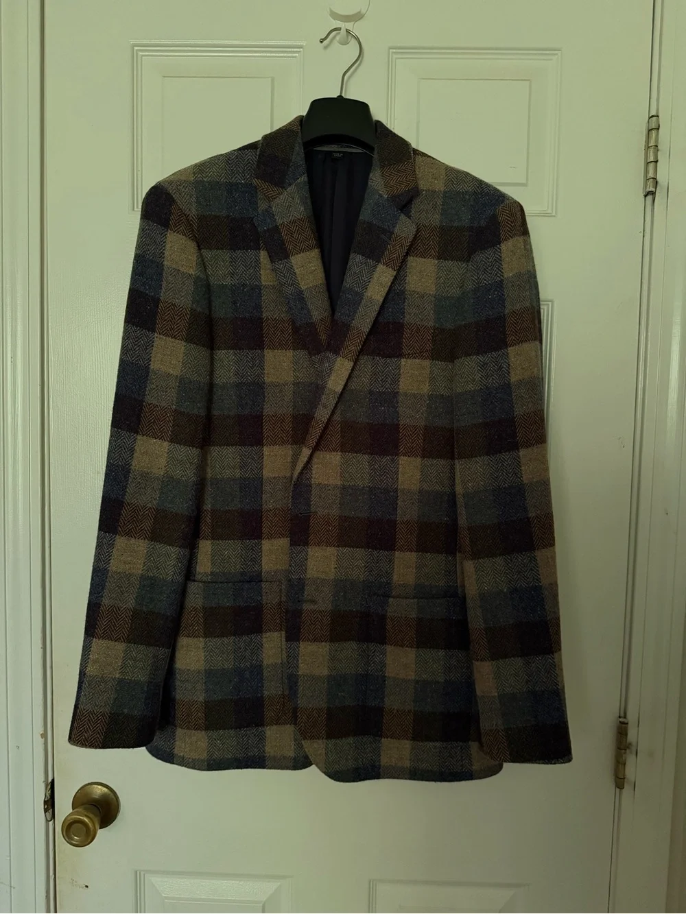J. Crew Men's Plaid Sport Coat in Brown, Blue & Tan